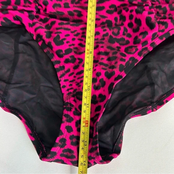 Torrid Swim Bottoms Women’s 2X Pink Black Leopard Print High-Waisted - Picture 8 of 10